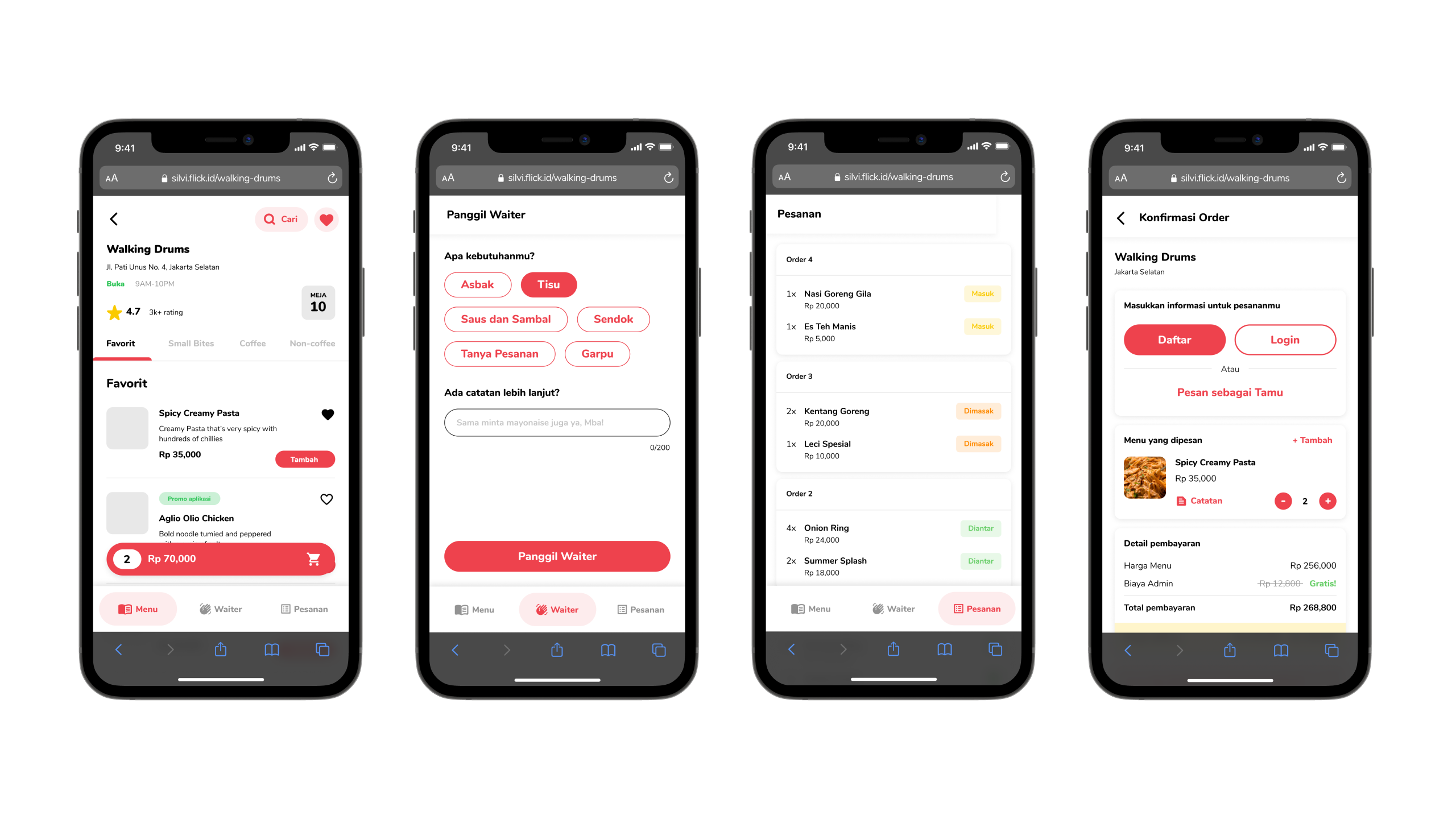 Contactless ordering web-app for customers
